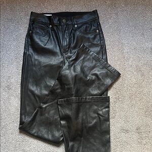 GAP Black Faux Leather 70s flare high rise pant